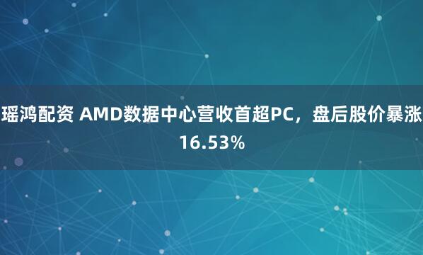 瑶鸿配资 AMD数据中心营收首超PC，盘后股价暴涨16.53%